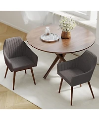 Gouun Upholstered Dining Arm Chairs Set of 2 with Padded Backrest