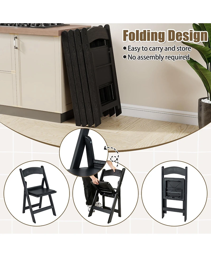 Gouun Resin Folding Chairs Set of 4 with Padded Seats