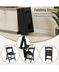 Gouun Resin Folding Chairs Set of 4 with Padded Seats