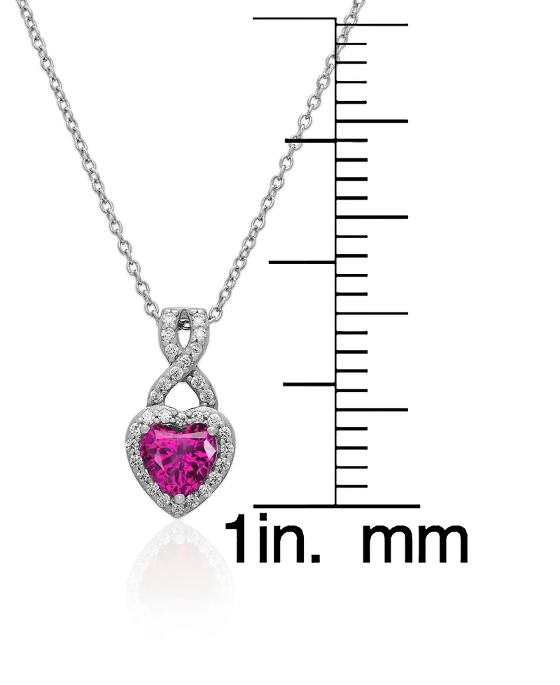 Macy's 2-Pc.Lab Grown Ruby (3.6 ct.tw.) And White Sapphire (0.78 ct.tw.) Infinity Heart Pendant Necklace and Earrings Set in Sterling Silver