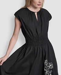 Dkny Women's Cap-Sleeve Jewel Neck Keyhole Midi Dress