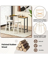 Gymax 4PCS 30'' Bar Height Stool Swivel Bar Stool Rubber Wood Inclined Backrest