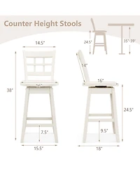 Gymax 4PCS 24.5 Inch Counter Height Bar Chairs Swivel Stools w/ Hollow Backrest
