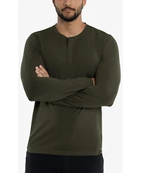 X-Ray Men's Soft Stretch Henley Neck Long Sleeve T-shirt