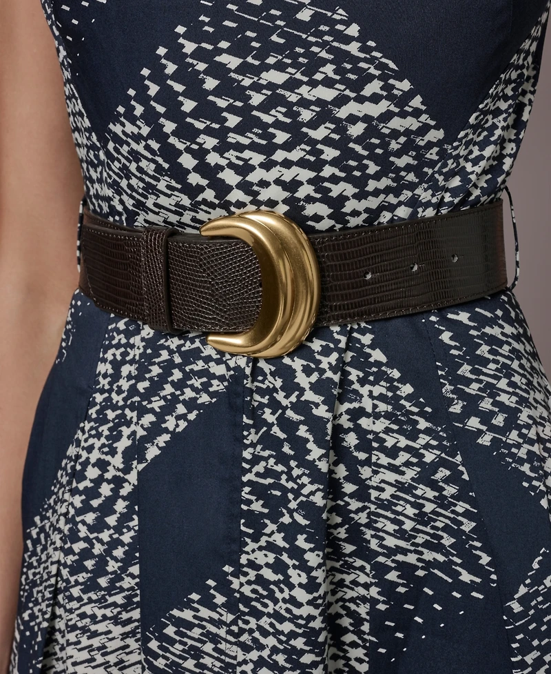 Donna Karan New York Women's Square Neck Fit & Flare Belted Maxi Dress