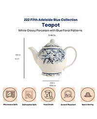 222 Fifth Adelaide Blue Teapot, 22 oz.