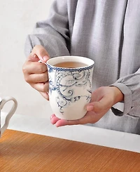 222 Fifth Adelaide Blue Coffee Mugs, Set of 4