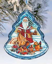 G.DeBrekht Nordic Santa Tree Glass Ornament