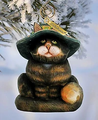 G.DeBrekht Fifield Cat Sculpted Hand, Painted Christmas Figurine