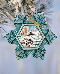 G.DeBrekht Hand Painted Scenic Ornament Robin Snowfall