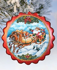 G.DeBrekht Sleigh Ride Flower Glass Ornament