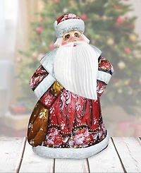 G.DeBrekht Woodcarved Hand Painted Ornamental Santa In Red Figurine