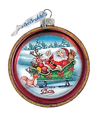 G.DeBrekht Joyful Sleigh Ride Cut Ball Glass Ornament