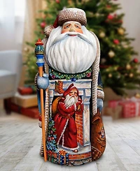 G.DeBrekht Woodcarved and Hand Painted Coming To Town Santa Claus Figurine