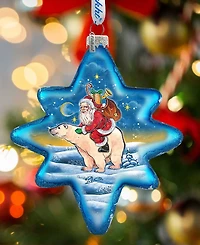 G.DeBrekht Ride to North Pole Santa Glass Ornament
