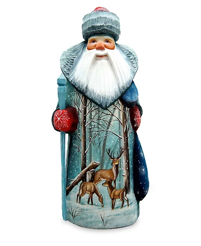 G.DeBrekht Woodcarved Hand Painted Reindeer Santa Figurine