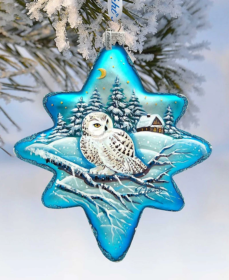 G.DeBrekht White Owl North Star Holiday Ornament