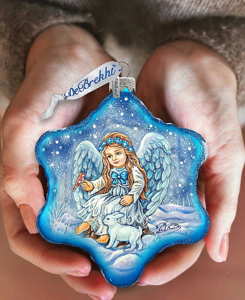 G.DeBrekht Baby Angel with Bunny Holiday Splendor Glass Ornament