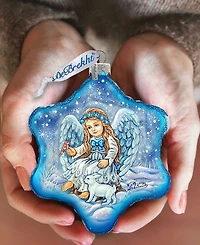 G.DeBrekht Baby Angel with Bunny Holiday Splendor Glass Ornament