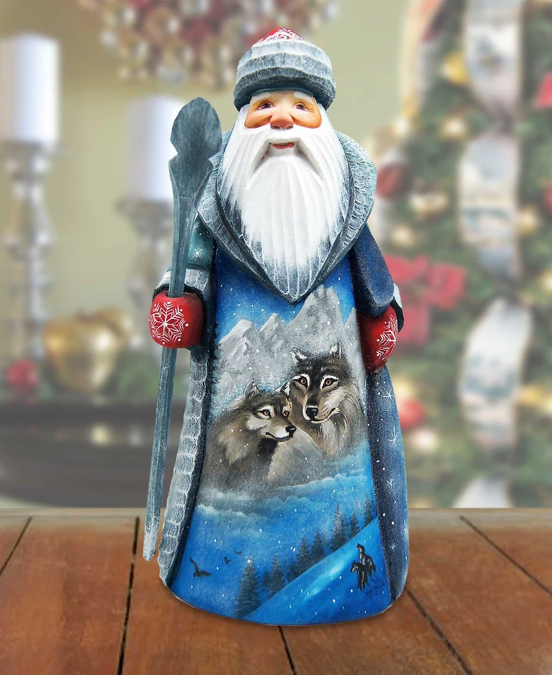 G.DeBrekht Woodcarved Hand Painted Nutcracker Santa Figurine