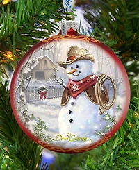 G.DeBrekht Cowboy Snowman Glass Ornament 2 by Dona Gelsinger