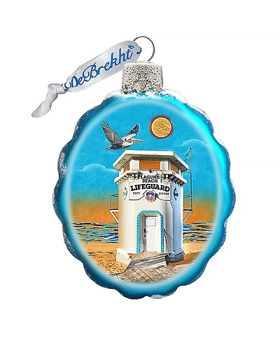 G.DeBrekht Laguna Beach Tower Hand Painted Glass Ornament