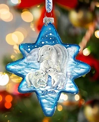 G.DeBrekht White Christmas Polar Bears North-Star Glass Ornament