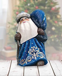 G.DeBrekht Woodcarved Hand Painted Raising Star Santa Figurine