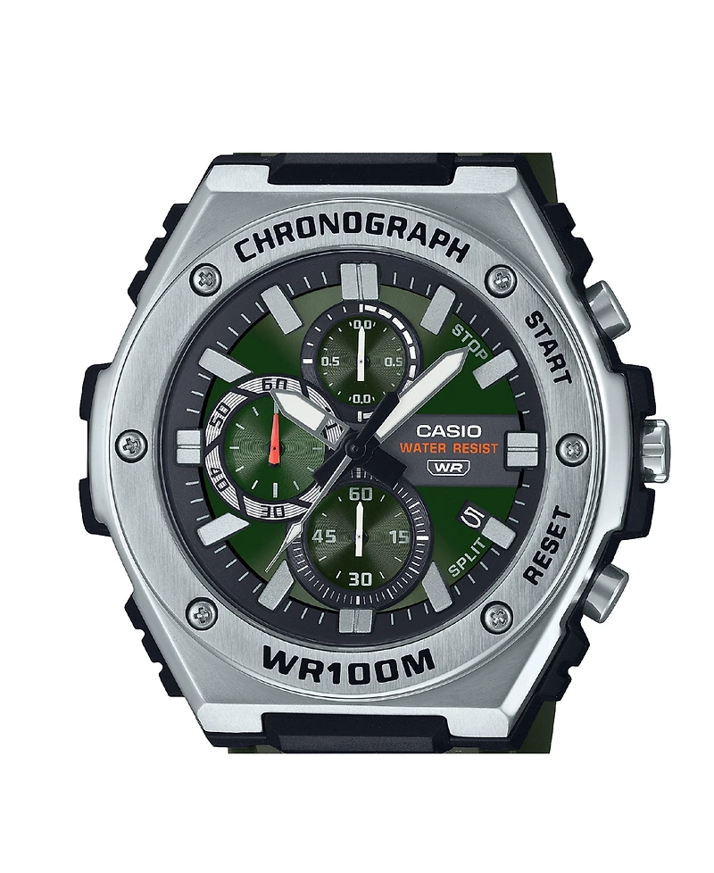 Casio Men's Chronograph Green Resin Strap Watch, 51mm