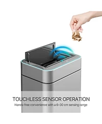 Mega Casa 50L / 13 Gallon Stainless Steel Automatic Trash Can with Silent Close Lid and Stay-Open Feature