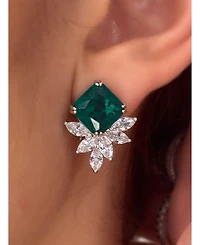 Suzy Levian New York Sterling Multi-cut Cluster Cubic Zirconia Butterfly Earrings