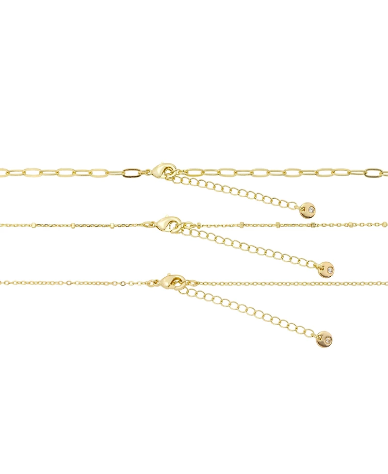 Unwritten Cubic Zirconia Safety Pin Celestial Pendant Trio Necklace Set
