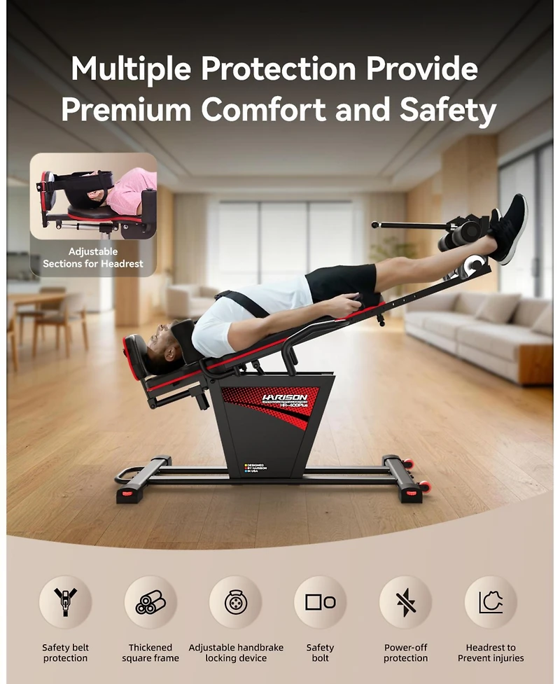 Harison Strength Training Inversion Table for Back Pain Relief with Remote Control (Hrm-409PLUS)