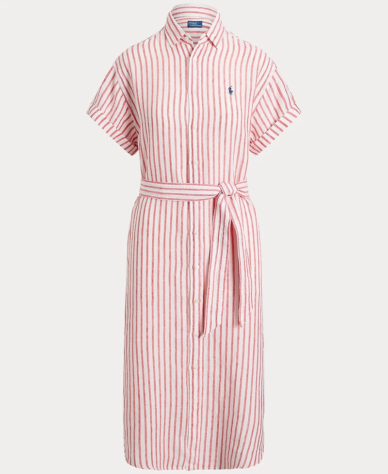 Polo Ralph Lauren Women's Striped 100% Linen Short-Sleeve Shirtdress