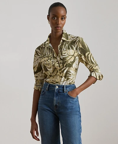 Lauren Ralph Women's Button-Up Collared Shirt