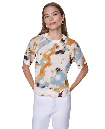 Dkny Women's Printed Short-Sleeve Sweater