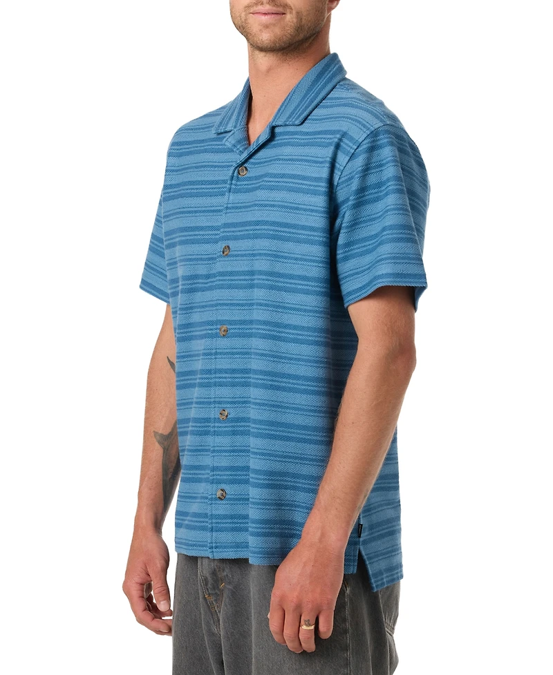O'Neill Men's Striped Herringbone Camp Collar Shirt