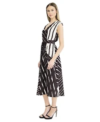 Luxely Women's Printed Sleeveless V-neck Midi Dress