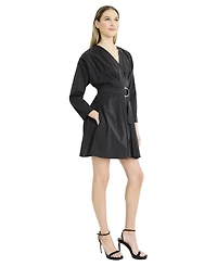 Luxely Women's Long Sleeve V-neck Mini Dress
