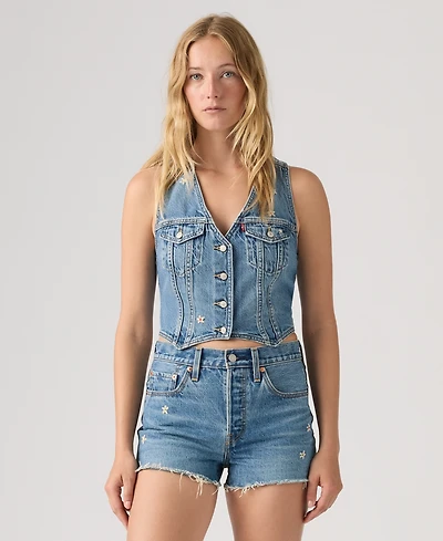 Levi's Women's Embroidered Mainline V-Neck Cotton Racer Vest