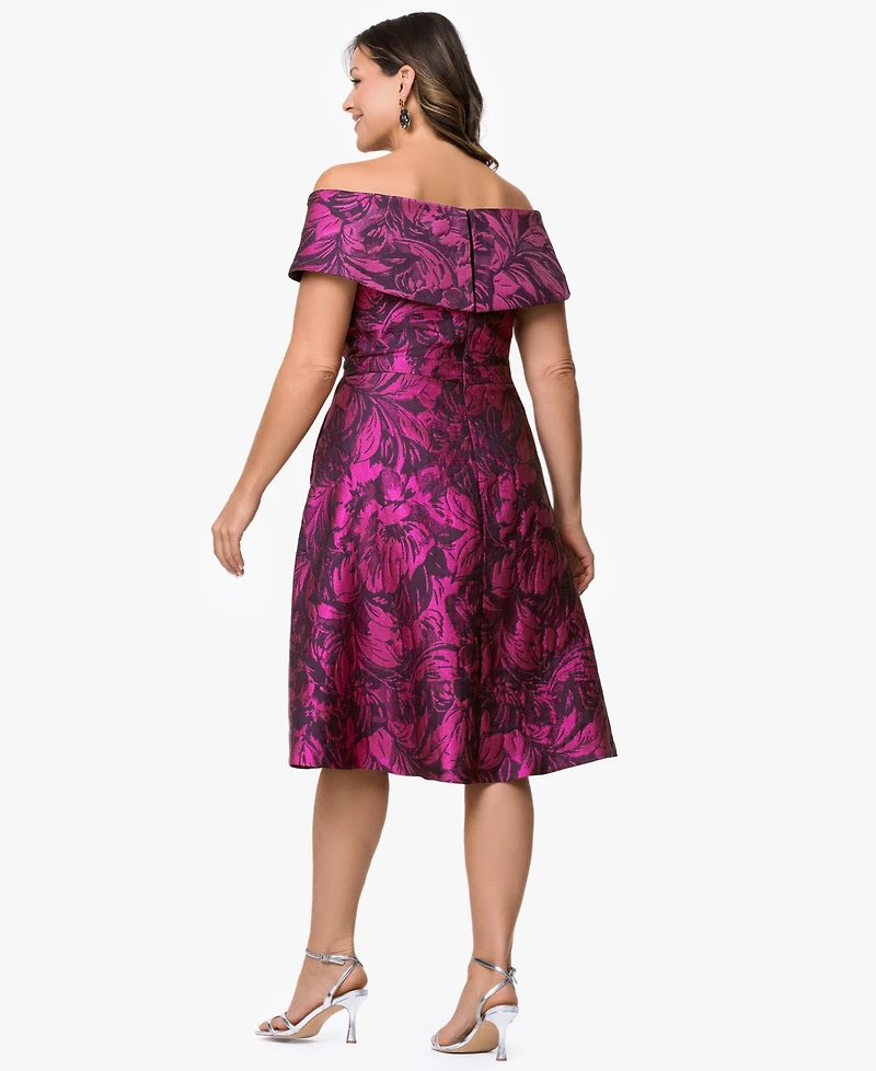 Xscape Plus Off-The-Shoulder Midi Dress