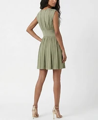 Taylor Women's Cinched Waist Ruched Crewneck Dress