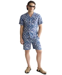 Scotch & Soda Men's Short-Sleeve Tiles Flower Blue Shirt