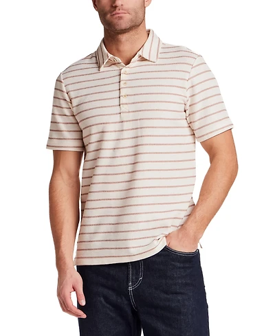 Weatherproof Vintage Men's Short-Sleeve Terry Striped Polo Shirt