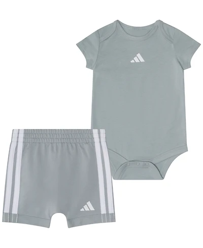 adidas Baby Boys' Short-Sleeve Bodysuit and Shorts, 2-Piece Set