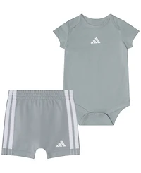 adidas Baby Boys' Short-Sleeve Bodysuit and Shorts, 2-Piece Set