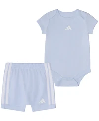 adidas Baby Boys' Short-Sleeve Bodysuit and Shorts, 2-Piece Set