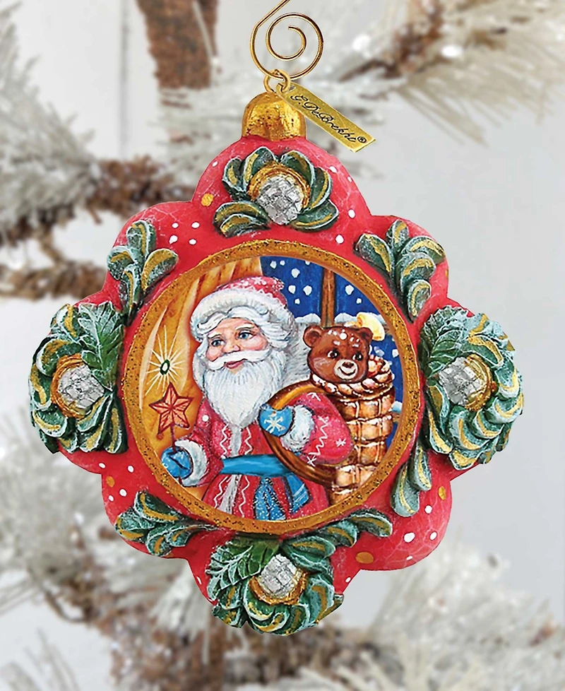 G.DeBrekht Hand Painted Scenic Ornament Gift Giver Santa