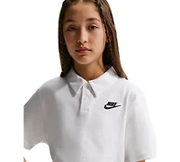 Nike Big Boys' and Girls' Sportswear Club Knit Short-Sleeve Polo Buttoned-Up T-Shirt