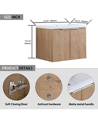 Sillysis Floating Bathroom Vanity with Resin Sink, Modern Plywood Cabinet